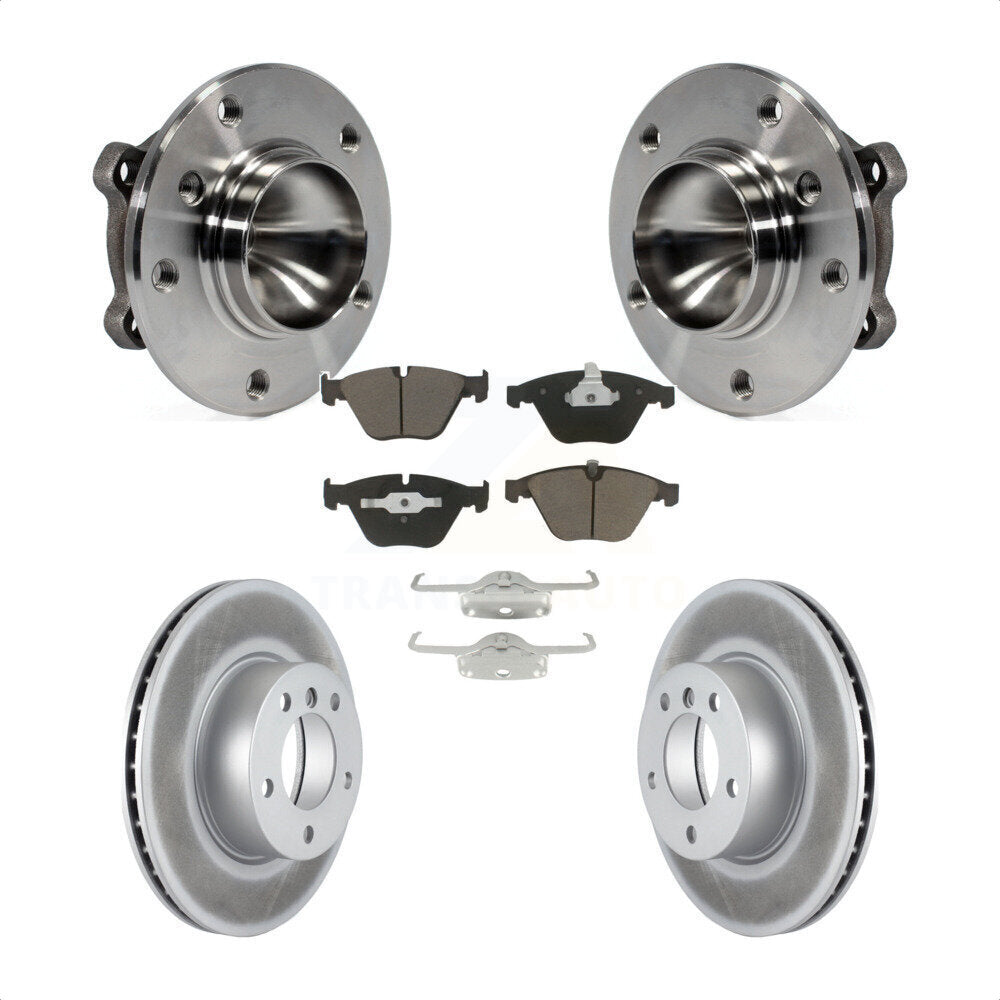 Front Hub Bearing Assembly With Coated Disc Brake Rotors And Ceramic Pads Kit For 2007 BMW 323i 312mm Diameter Rotor KBB-121527 by Transit Auto