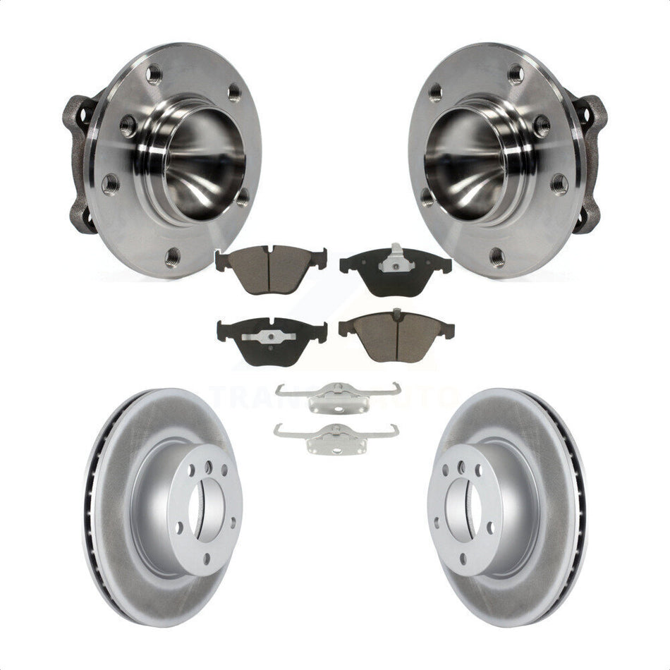 Front Hub Bearing Assembly With Coated Disc Brake Rotors And Ceramic Pads Kit For 2007 BMW 323i 312mm Diameter Rotor KBB-121527 by Transit Auto