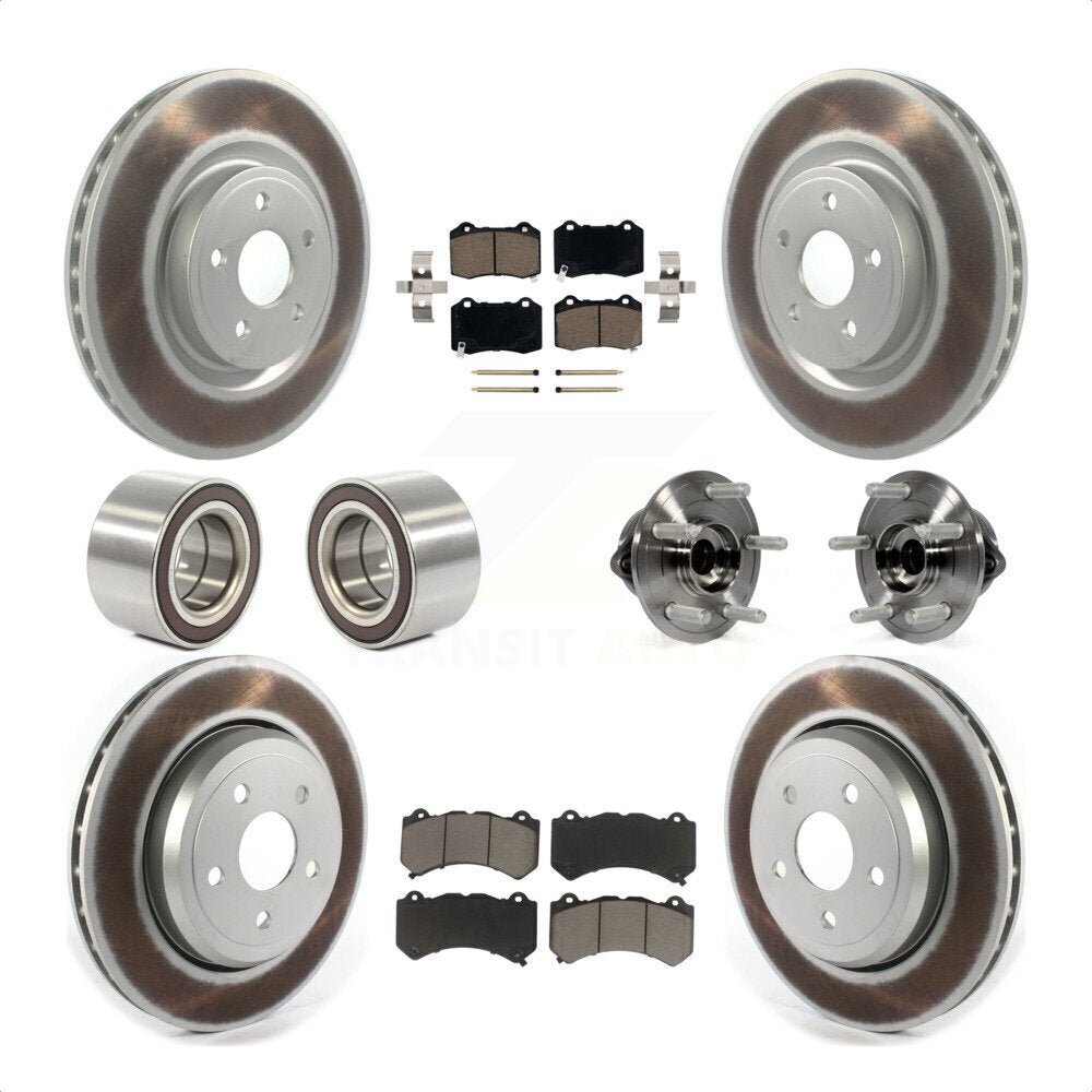 Front Rear Wheel Hub Bearings Assembly Coated Disc Brake Rotors And Ceramic Pads Shoes Kit (10Pc) For Jeep Grand Cherokee Dodge Durango KBB-121602 by Transit Auto