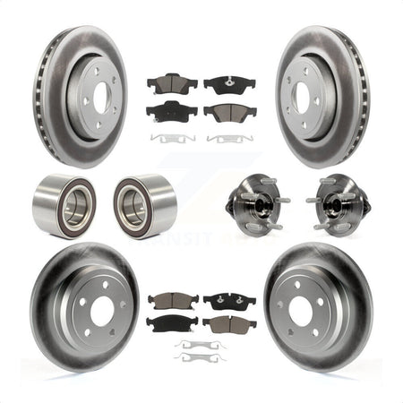 Front Rear Wheel Hub Bearings Assembly Coated Disc Brake Rotors And Ceramic Pads Shoes Kit (10Pc) For Dodge Durango KBB-121605 by Transit Auto