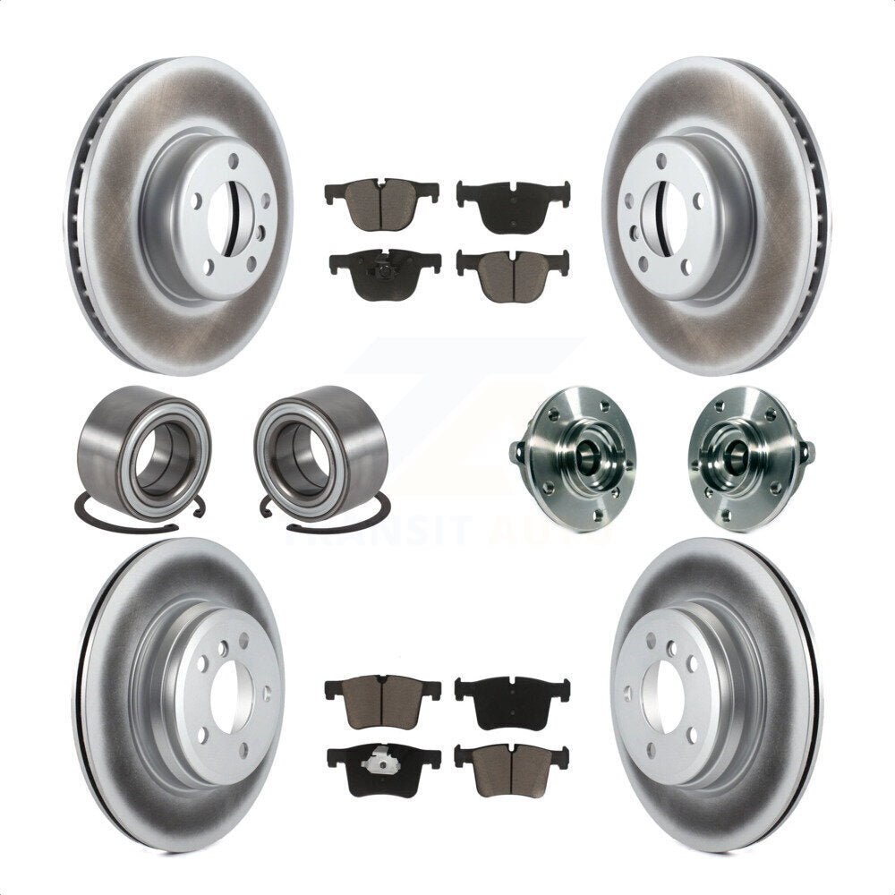 Front Rear Wheel Hub Bearings Assembly Coated Disc Brake Rotors And Ceramic Pads Shoes Kit (10Pc) For BMW 335i xDrive 435i GT Gran Coupe Without Blue Painted Calipers KBB-121622 by Transit Auto