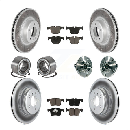 Front Rear Wheel Hub Bearings Assembly Coated Disc Brake Rotors And Ceramic Pads Shoes Kit (10Pc) For BMW 335i xDrive 435i GT Gran Coupe Without Blue Painted Calipers KBB-121623 by Transit Auto