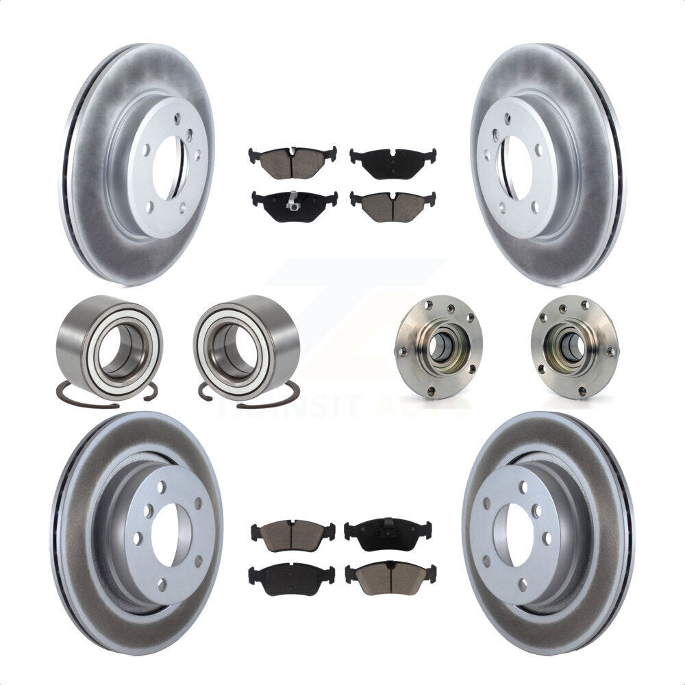 Front Rear Wheel Hub Bearings Assembly Coated Disc Brake Rotors And Ceramic Pads Shoes Kit (10Pc) For 2001-2005 BMW 325i KBB-121626 by Transit Auto