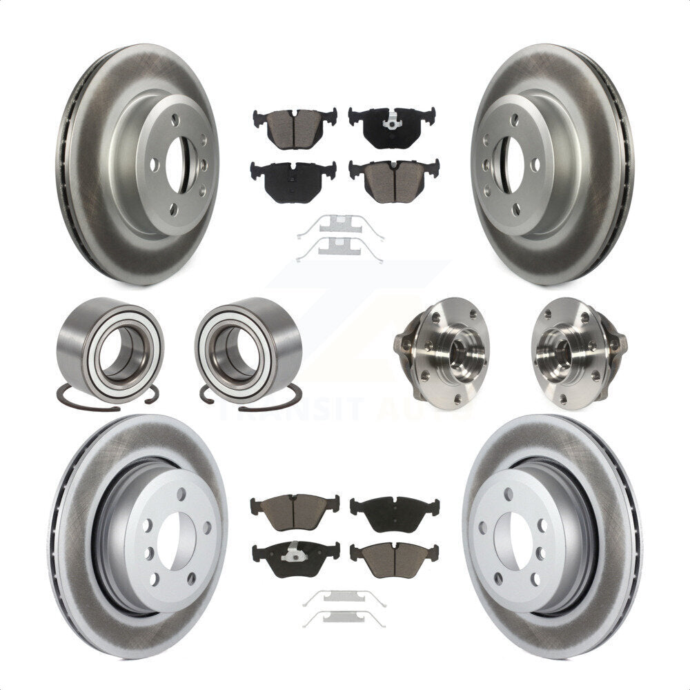 Front Rear Wheel Hub Bearings Assembly Coated Disc Brake Rotors And Ceramic Pads Shoes Kit (10Pc) For 2010 BMW X3 KBB-121630 by Transit Auto