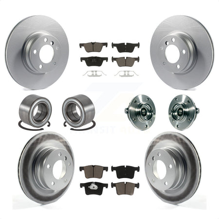 Front Rear Wheel Hub Bearing Assembly Coated Disc Brake Rotor And Ceramic Pad Shoe Kit (10Pc) For 2015-2016 BMW 228i xDrive Without Blue Painted Calipers With M Sport Package KBB-121724 by Transit Auto