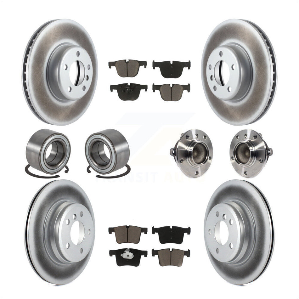Front Rear Wheel Hub Bearings Assembly Coated Disc Brake Rotors And Ceramic Pads Shoes Kit (10Pc) For BMW 435i 335i Gran Coupe Without Blue Painted Calipers KBB-121732 by Transit Auto