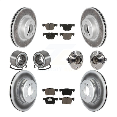 Front Rear Wheel Hub Bearings Assembly Coated Disc Brake Rotors And Ceramic Pads Shoes Kit (10Pc) For BMW 435i 335i Gran Coupe Without Blue Painted Calipers KBB-121733 by Transit Auto