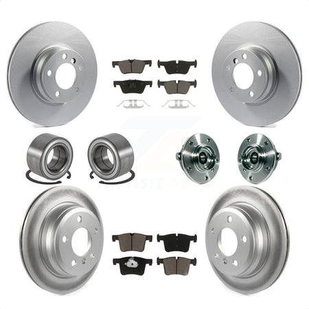 Front Rear Wheel Hub Bearings Assembly Coated Disc Brake Rotors And Ceramic Pads Shoes Kit (10Pc) For 2015 BMW 328i xDrive Without Blue Painted Calipers With M Sport Package KBB-121734 by Transit Auto