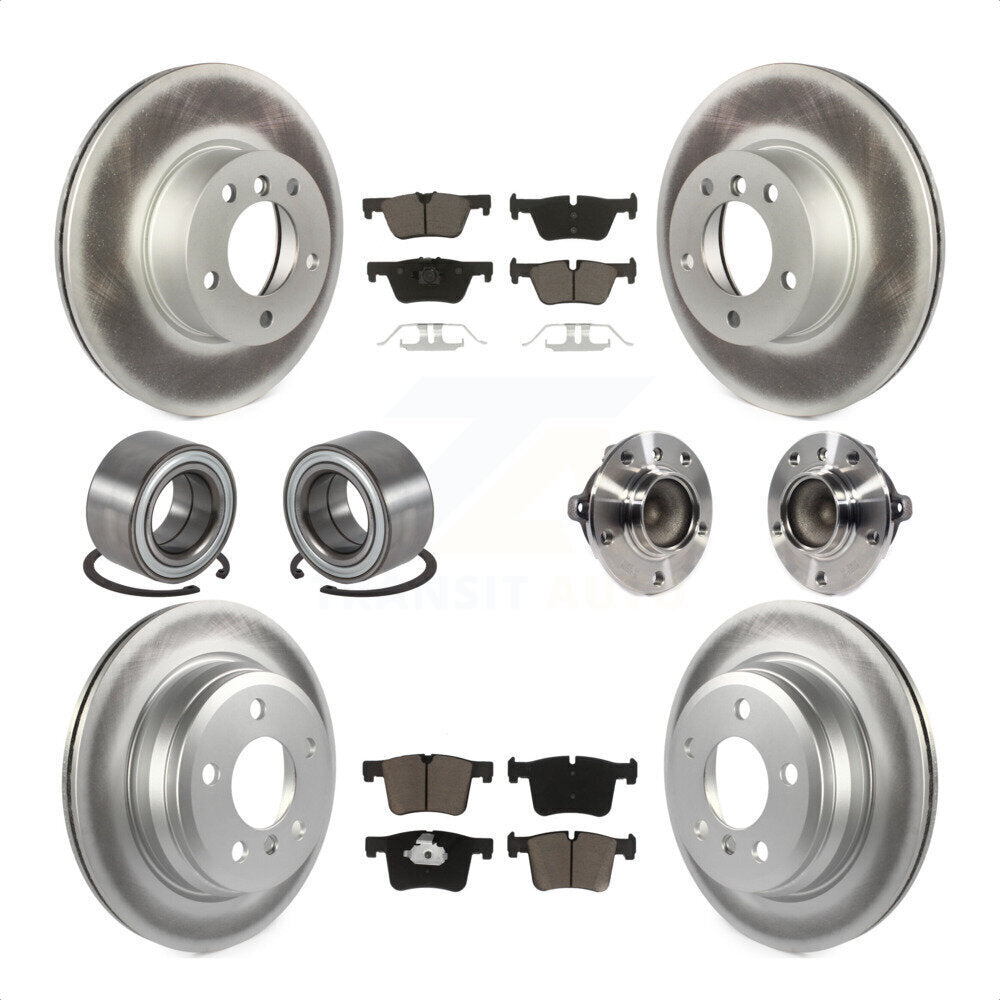 Front Rear Wheel Hub Bearing Assembly Coated Disc Brake Rotors And Ceramic Pads Shoes Kit (10Pc) For BMW 428i Gran Coupe Without Blue Painted Calipers M Sport Package KBB-121735 by Transit Auto