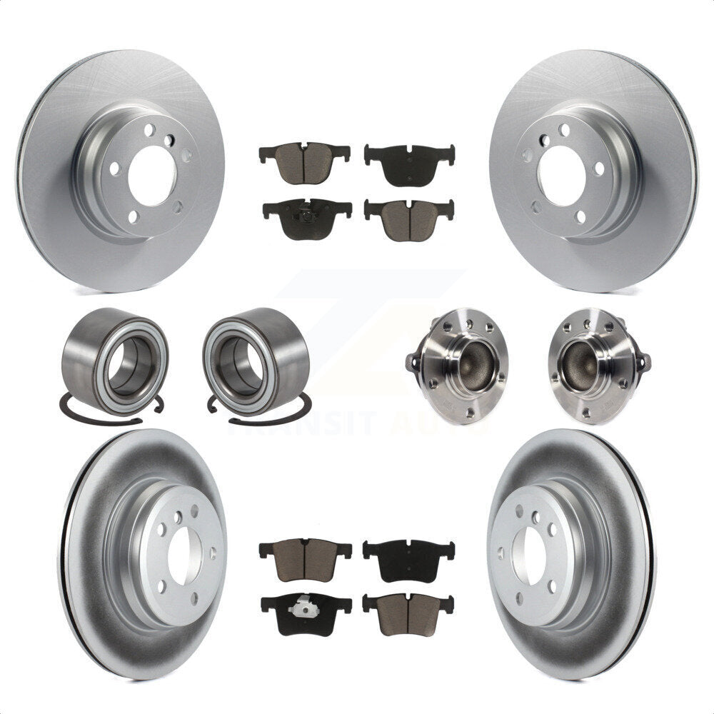 Front Rear Wheel Hub Bearings Assembly Coated Disc Brake Rotors And Ceramic Pads Shoes Kit (10Pc) For BMW 428i Gran Coupe Without Blue Painted Calipers With M Sport Package KBB-121736 by Transit Auto