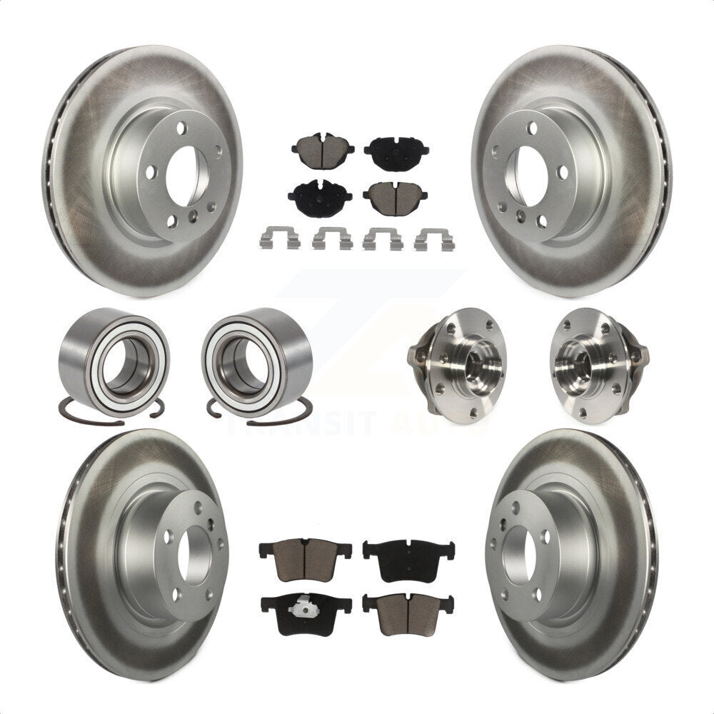 Front Rear Wheel Hub Bearings Assembly Coated Disc Brake Rotors And Ceramic Pads Shoes Kit (10Pc) For BMW X3 KBB-121740 by Transit Auto