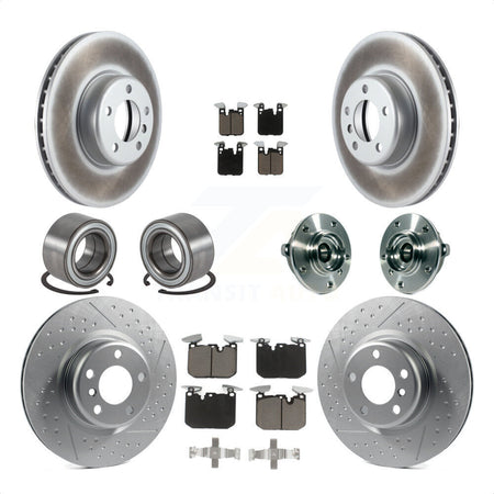Front Rear Wheel Hub Bearings Assembly Coated Disc Brake Rotors And Ceramic Pads Shoes Kit (10Pc) For 2015-2016 BMW 228i xDrive With Blue Painted Calipers KBB-121743 by Transit Auto