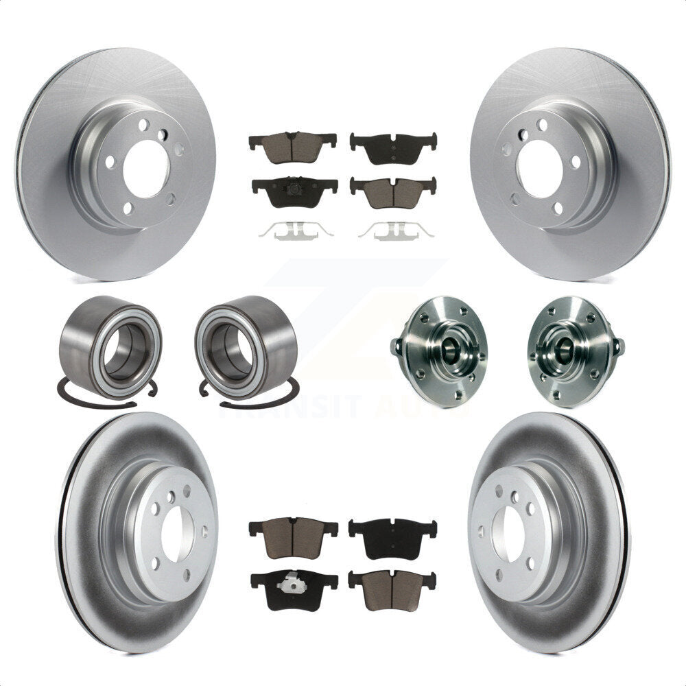 Front Rear Wheel Hub Bearings Assembly Coated Disc Brake Rotors And Ceramic Pads Shoes Kit (10Pc) For 2015 BMW 328i xDrive Without Blue Painted Calipers With M Sport Package KBB-121746 by Transit Auto