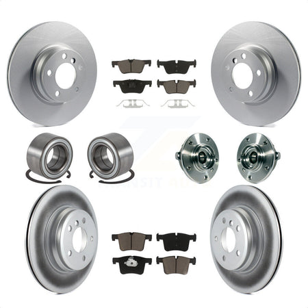 Front Rear Wheel Hub Bearings Assembly Coated Disc Brake Rotors And Ceramic Pads Shoes Kit (10Pc) For 2015 BMW 328i xDrive Without Blue Painted Calipers With M Sport Package KBB-121746 by Transit Auto