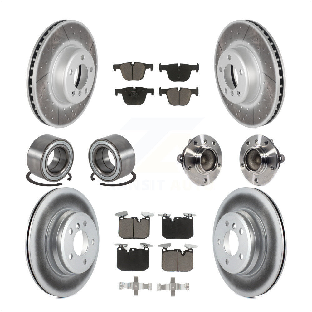 Front Rear Wheel Hub Bearings Assembly Coated Disc Brake Rotors And Ceramic Pads Shoes Kit (10Pc) For BMW 340i 435i Gran Coupe ActiveHybrid 3 KBB-121748 by Transit Auto