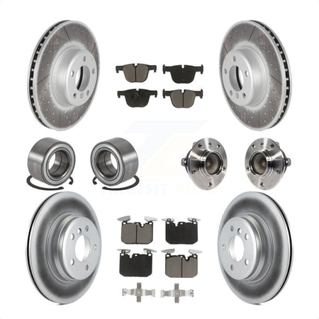 Front Rear Wheel Hub Bearings Assembly Coated Disc Brake Rotors And Ceramic Pads Shoes Kit (10Pc) For BMW 340i 435i Gran Coupe ActiveHybrid 3 KBB-121748 by Transit Auto