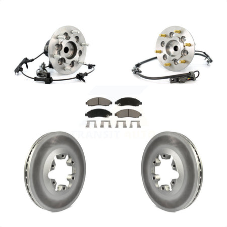 Front Hub Bearing Assembly With Coated Disc Brake Rotors And Ceramic Pads Kit For 2007-2008 Isuzu i-370 RWD Sport Chassis Package (ZQ8) KBB-121757 by Transit Auto