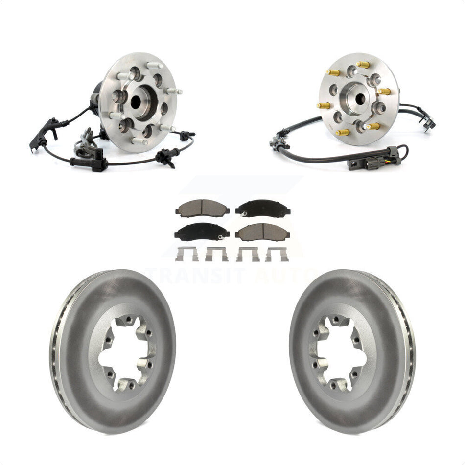 Front Hub Bearing Assembly With Coated Disc Brake Rotors And Ceramic Pads Kit For 2007-2008 Isuzu i-370 RWD Sport Chassis Package (ZQ8) KBB-121757 by Transit Auto