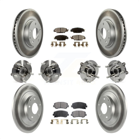 Front Rear Hub Bearings Assembly Coated Disc Brake Rotors And Semi-Metallic Pads Kit (10Pc) For 2015 Mazda CX-5 AWD With Electric Parking KBB-121774 by Transit Auto