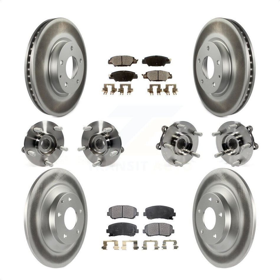 Front Rear Hub Bearings Assembly Coated Disc Brake Rotors And Semi-Metallic Pads Kit (10Pc) For 2015 Mazda CX-5 AWD With Electric Parking KBB-121774 by Transit Auto