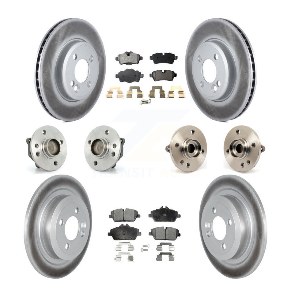Front Rear Hub Bearings Assembly Coated Disc Brake Rotors And Semi-Metallic Pads Kit (10Pc) For Mini Cooper KBB-121779 by Transit Auto