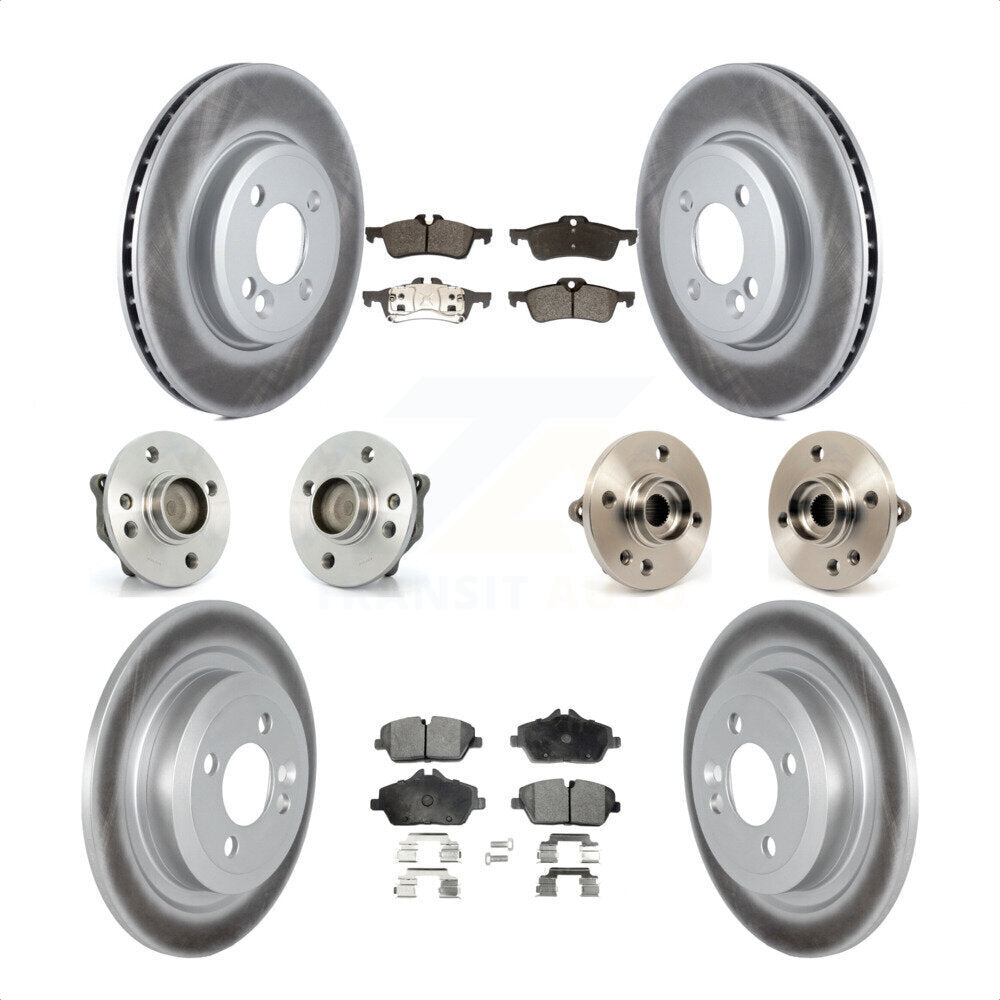 Front Rear Hub Bearings Assembly Coated Disc Brake Rotors And Semi-Metallic Pads Kit (10Pc) For 2007-2008 Mini Cooper Convertible With 280mm Diameter Rotor KBB-121780 by Transit Auto