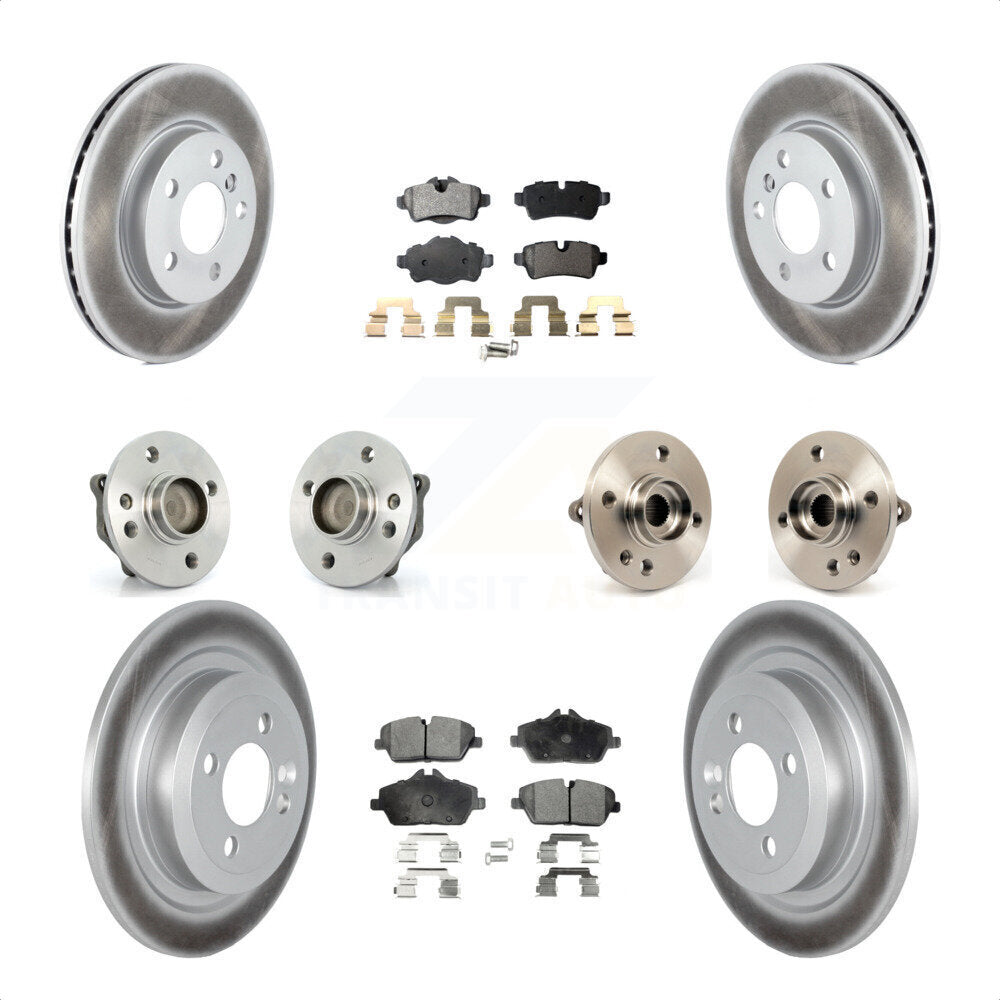 Front Rear Hub Bearings Assembly Coated Disc Brake Rotors And Semi-Metallic Pads Kit (10Pc) For Mini Cooper With 280mm Diameter Rotor 5 Lug Wheels KBB-121781 by Transit Auto