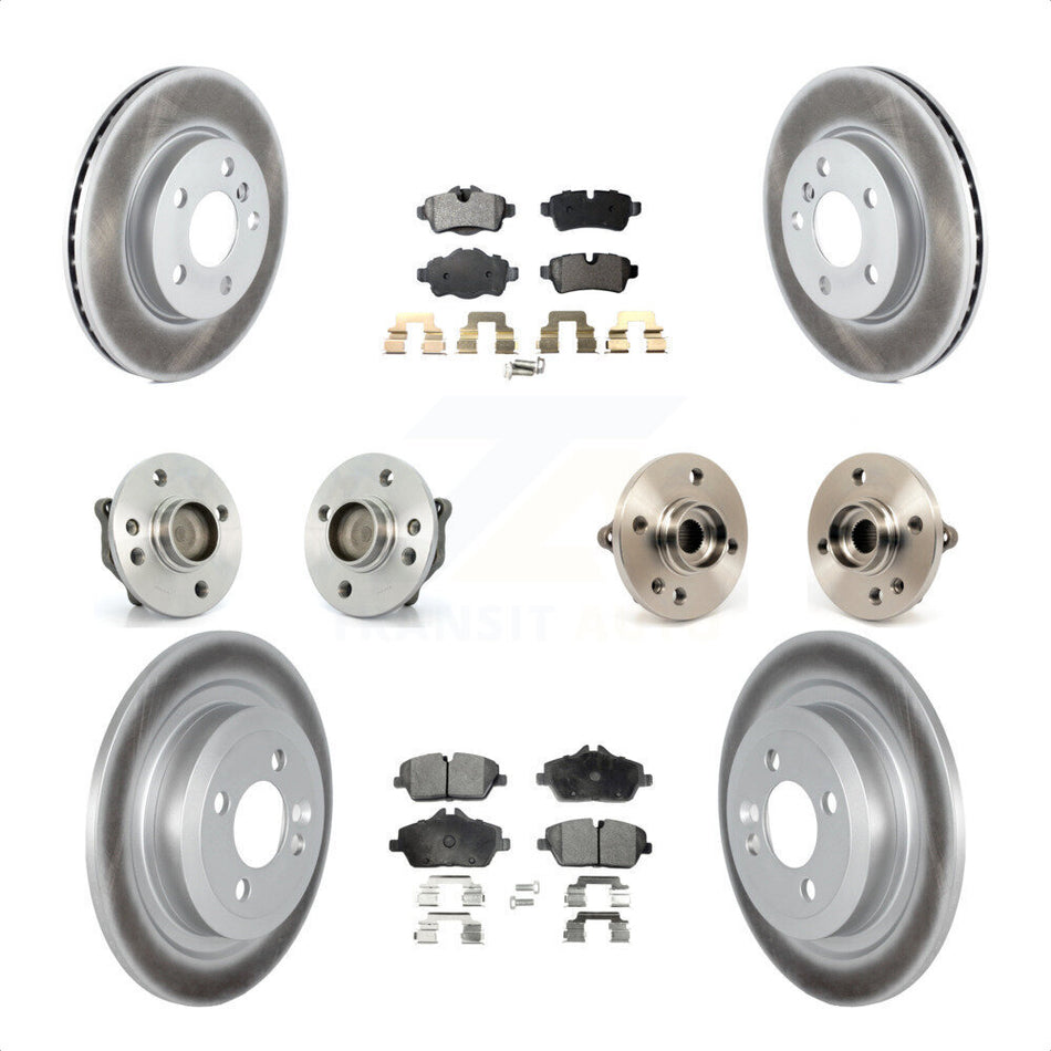 Front Rear Hub Bearings Assembly Coated Disc Brake Rotors And Semi-Metallic Pads Kit (10Pc) For Mini Cooper With 280mm Diameter Rotor 5 Lug Wheels KBB-121781 by Transit Auto