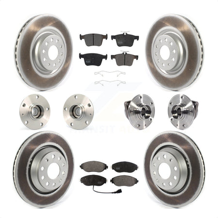 Front Rear Hub Bearings Assembly Coated Disc Brake Rotors And Semi-Metallic Pads Kit (10Pc) For 2017 Volkswagen Golf R Code 1LV 1ZB KBB-121783 by Transit Auto