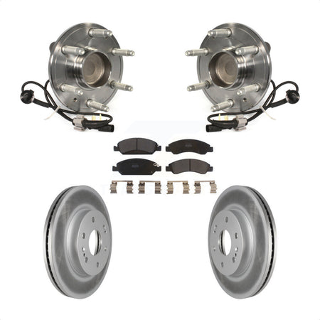 Front Hub Bearing Assembly With Coated Disc Brake Rotors And Semi-Metallic Pads Kit For 2019 Chevrolet Silverado 1500 LD RWD 4 Piston Caliper KBB-121792 by Transit Auto