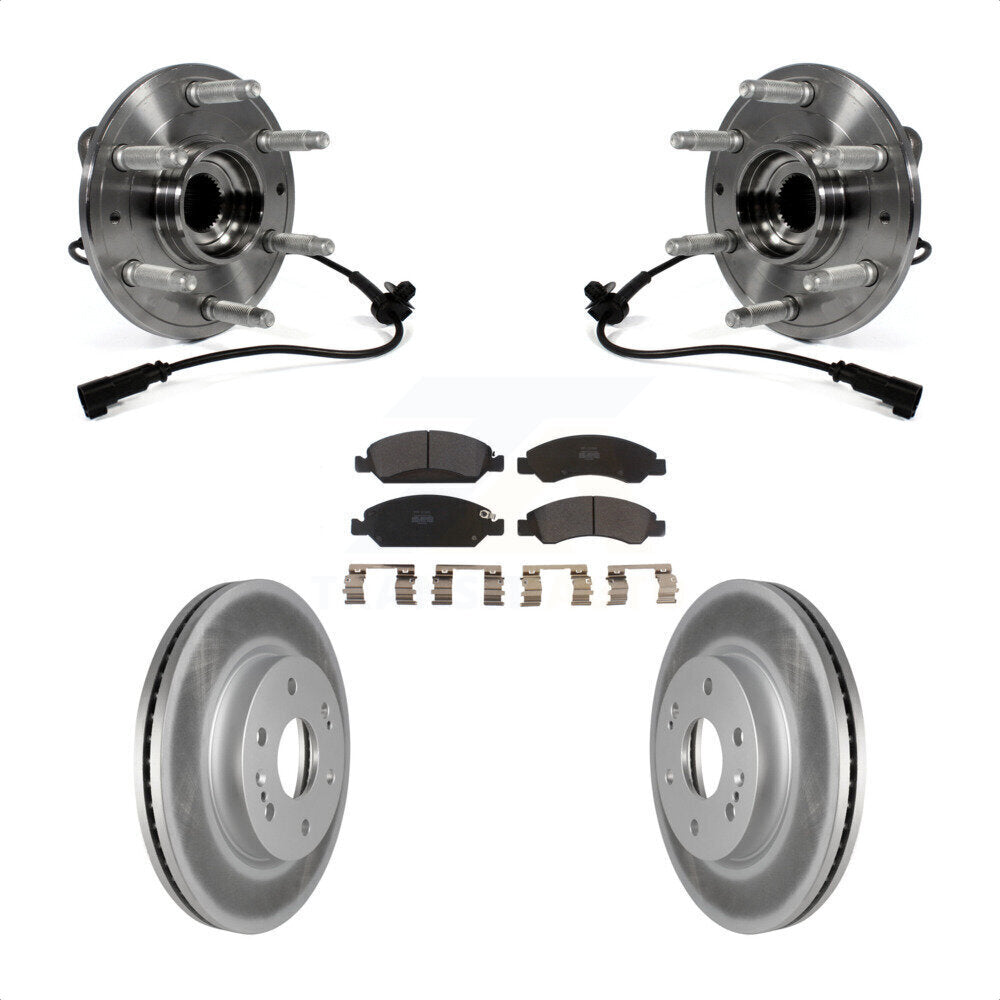 Front Hub Bearing Assembly With Coated Disc Brake Rotors And Semi-Metallic Pads Kit For 2019 Chevrolet Silverado 1500 LD 4WD 4 Piston Caliper KBB-121793 by Transit Auto