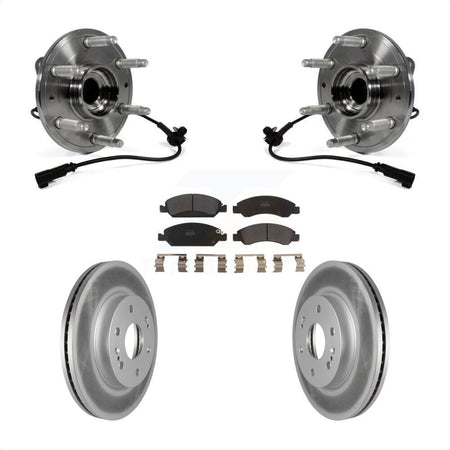Front Hub Bearing Assembly With Coated Disc Brake Rotors And Semi-Metallic Pads Kit For 2019 Chevrolet Silverado 1500 LD 4WD 4 Piston Caliper KBB-121793 by Transit Auto