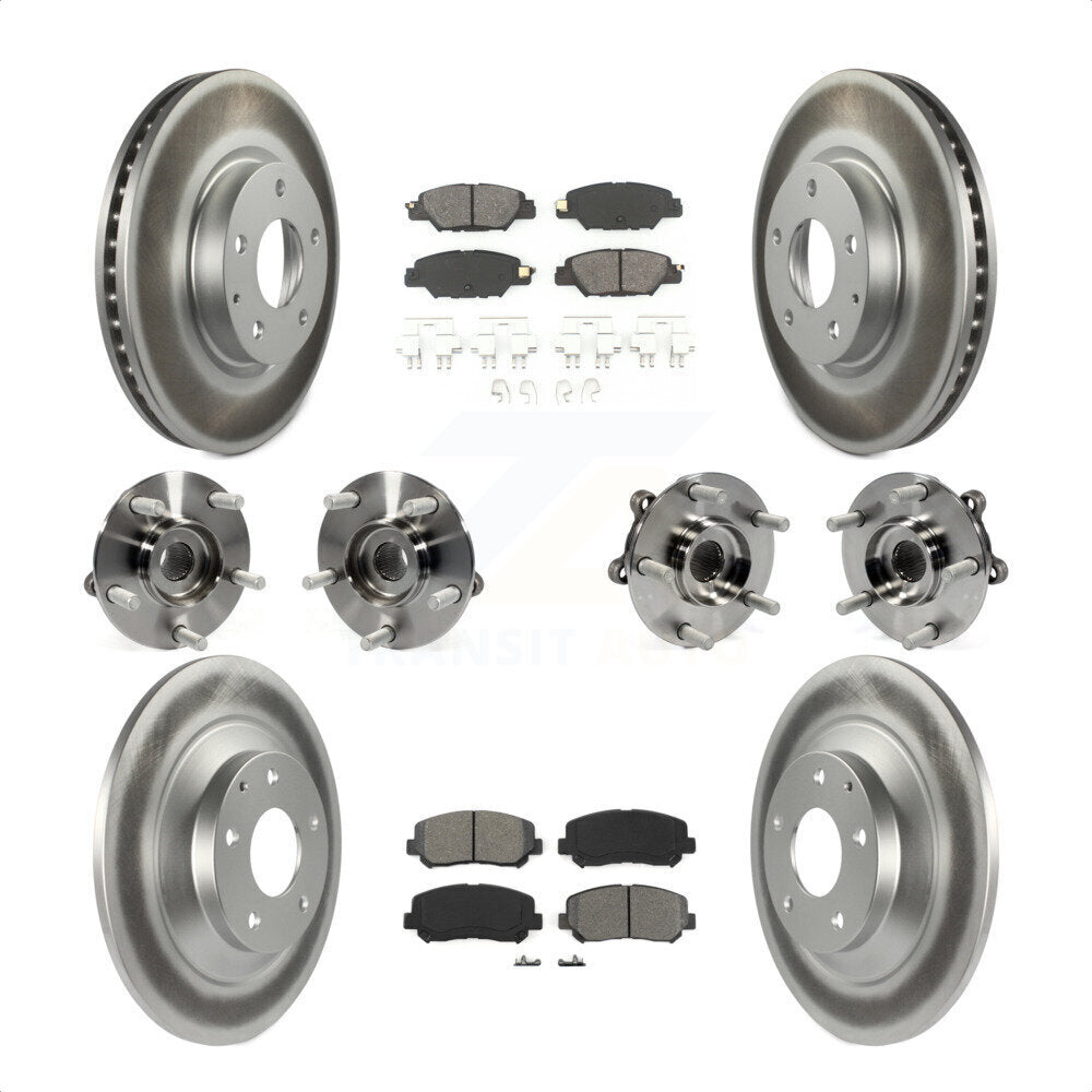Front Rear Hub Bearings Assembly Coated Disc Brake Rotors And Semi-Metallic Pads Kit (10Pc) For 2015 Mazda CX-5 AWD With Electric Parking KBB-121829 by Transit Auto