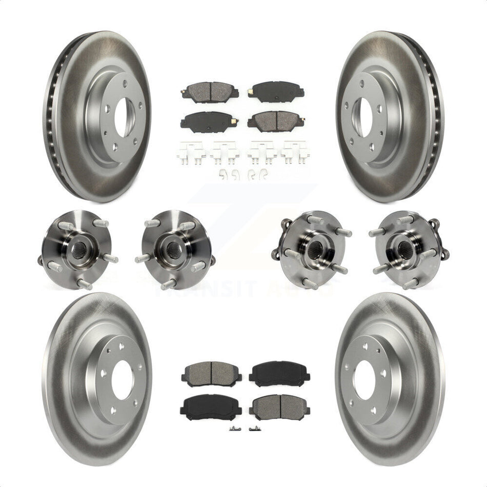Front Rear Hub Bearings Assembly Coated Disc Brake Rotors And Semi-Metallic Pads Kit (10Pc) For 2015 Mazda CX-5 AWD With Electric Parking KBB-121829 by Transit Auto