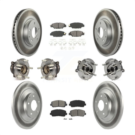 Front Rear Hub Bearings Assembly Coated Disc Brake Rotors And Semi-Metallic Pads Kit (10Pc) For 2015 Mazda CX-5 FWD With Electric Parking KBB-121830 by Transit Auto