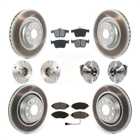 Front Rear Hub Bearings Assembly Coated Disc Brake Rotors And Semi-Metallic Pads Kit (10Pc) For 2017 Volkswagen Golf R Code 1LV 1ZB KBB-121831 by Transit Auto