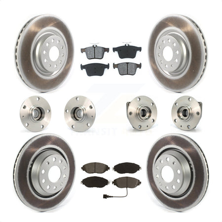 Front Rear Hub Bearings Assembly Coated Disc Brake Rotors And Semi-Metallic Pads Kit (10Pc) For 2017 Volkswagen Golf R Code 1ZE 1ZP KBB-121832 by Transit Auto