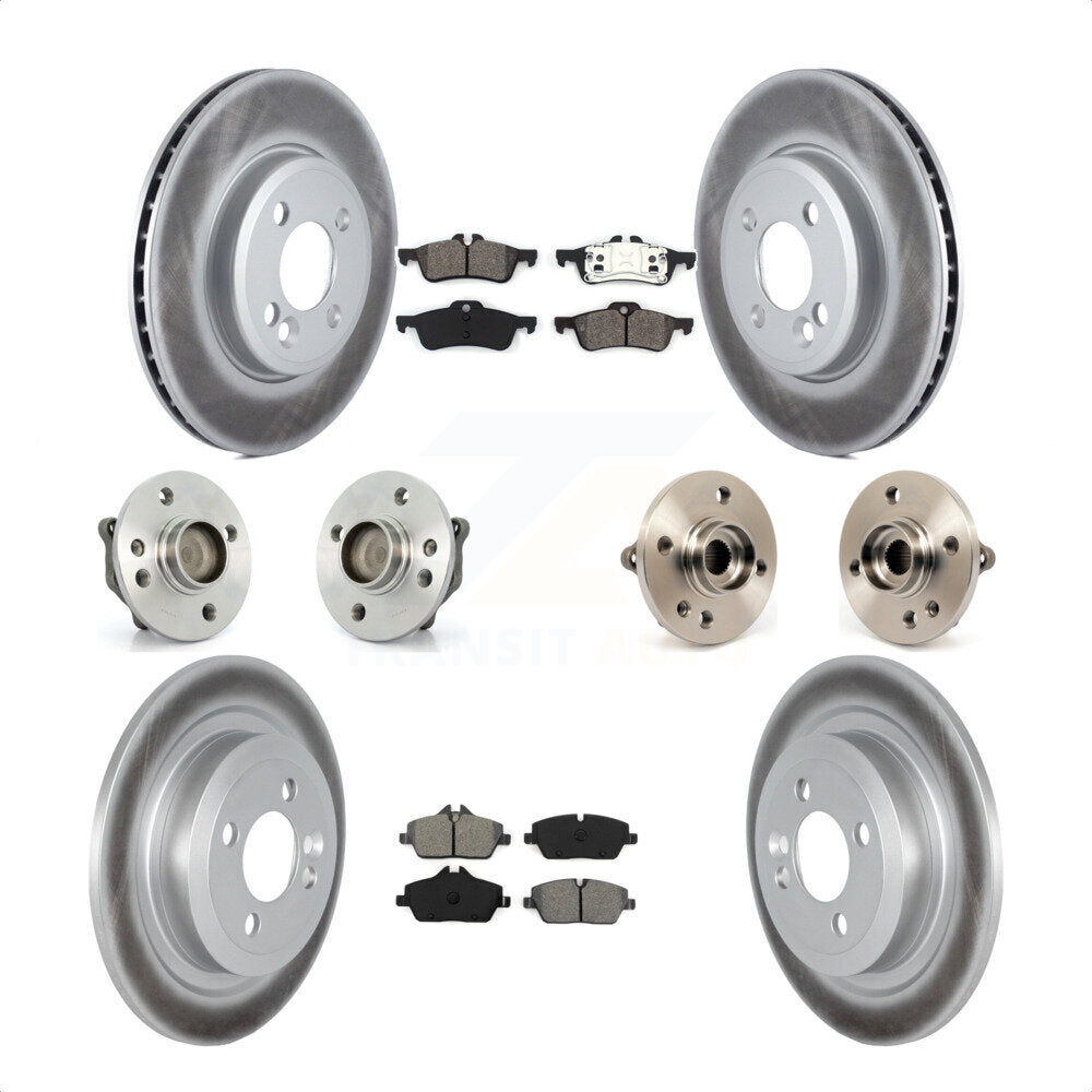 Front Rear Hub Bearings Assembly Coated Disc Brake Rotors And Semi-Metallic Pads Kit (10Pc) For 2007-2008 Mini Cooper Convertible With 280mm Diameter Rotor KBB-121833 by Transit Auto