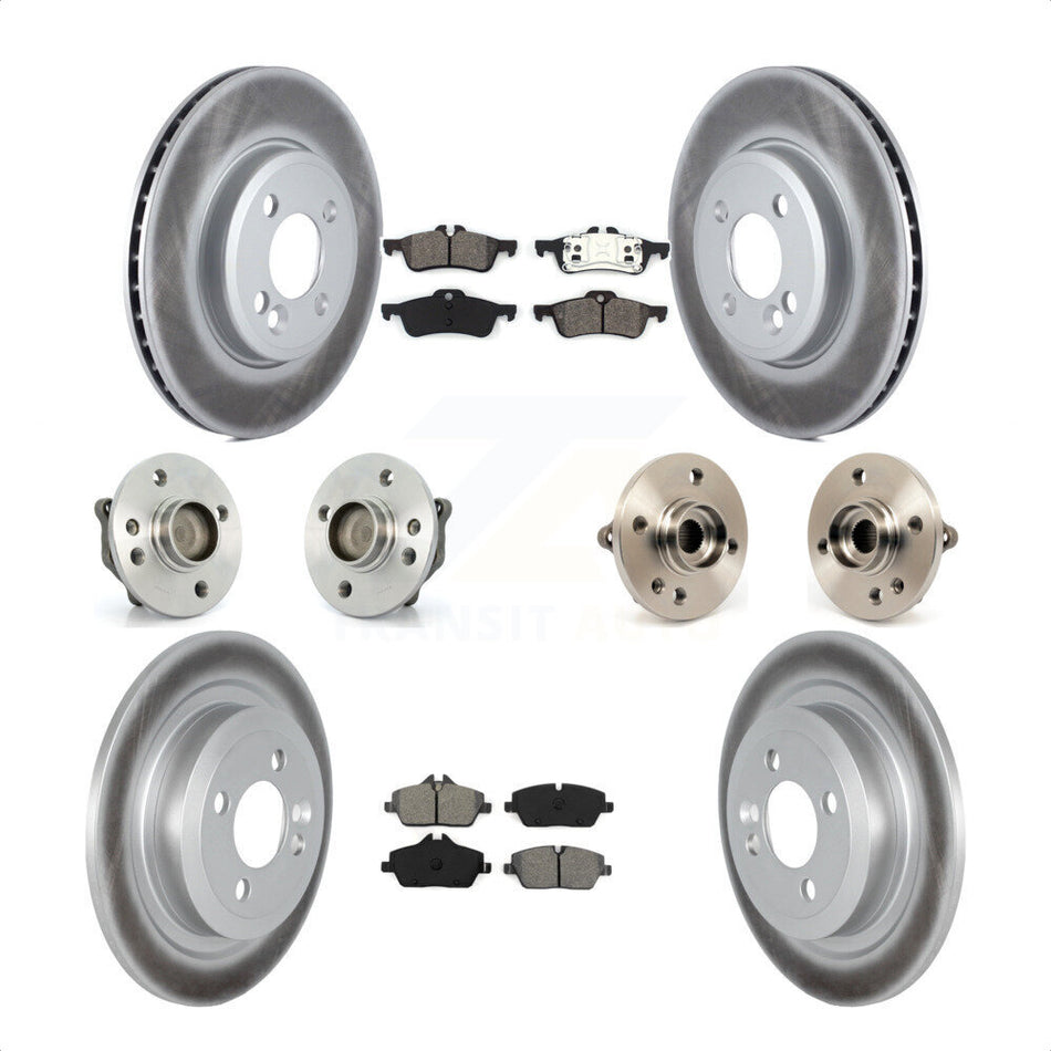 Front Rear Hub Bearings Assembly Coated Disc Brake Rotors And Semi-Metallic Pads Kit (10Pc) For 2007-2008 Mini Cooper Convertible With 280mm Diameter Rotor KBB-121833 by Transit Auto