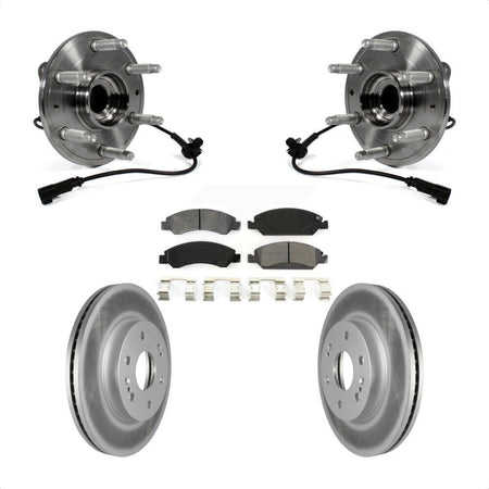 Front Hub Bearing Assembly With Coated Disc Brake Rotors And Semi-Metallic Pads Kit For 2019 Chevrolet Silverado 1500 LD 4WD 4 Piston Caliper KBB-121841 by Transit Auto