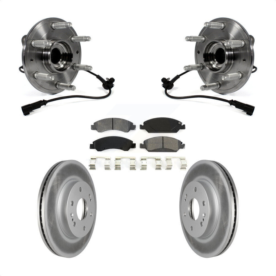 Front Hub Bearing Assembly With Coated Disc Brake Rotors And Semi-Metallic Pads Kit For 2019 Chevrolet Silverado 1500 LD 4WD 4 Piston Caliper KBB-121841 by Transit Auto