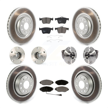 Front Rear Hub Bearings Assembly Coated Disc Brake Rotors And Ceramic Pads Kit (10Pc) For 2017 Volkswagen Golf R Code 1LV 1ZB KBB-121852 by Transit Auto