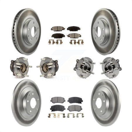 Front Rear Hub Bearings Assembly Coated Disc Brake Rotors And Ceramic Pads Kit (10Pc) For 2015 Mazda CX-5 FWD With Electric Parking KBB-121871 by Transit Auto