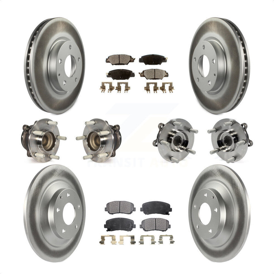 Front Rear Hub Bearings Assembly Coated Disc Brake Rotors And Ceramic Pads Kit (10Pc) For 2015 Mazda CX-5 FWD With Electric Parking KBB-121871 by Transit Auto