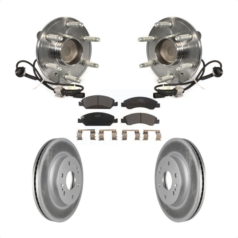 Front Hub Bearing Assembly With Coated Disc Brake Rotors And Ceramic Pads Kit For 2019 Chevrolet Silverado 1500 LD RWD 4 Piston Caliper KBB-121876 by Transit Auto