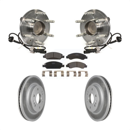 Front Hub Bearing Assembly With Coated Disc Brake Rotors And Ceramic Pads Kit For 2019 Chevrolet Silverado 1500 LD RWD 4 Piston Caliper KBB-121876 by Transit Auto