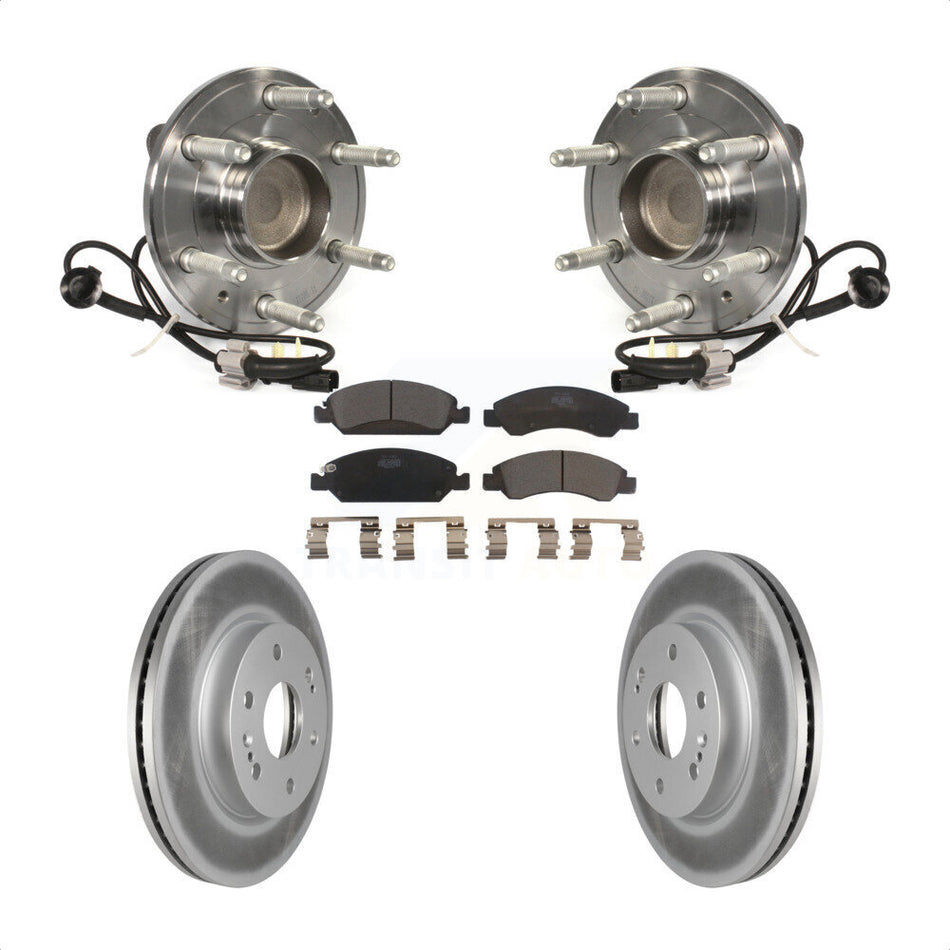 Front Hub Bearing Assembly With Coated Disc Brake Rotors And Ceramic Pads Kit For 2019 Chevrolet Silverado 1500 LD RWD 4 Piston Caliper KBB-121876 by Transit Auto