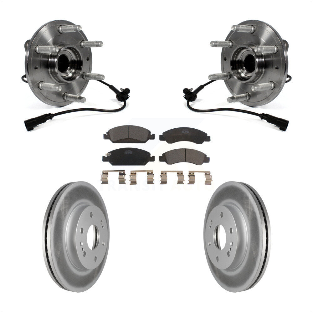 Front Hub Bearing Assembly With Coated Disc Brake Rotors And Ceramic Pads Kit For 2019 Chevrolet Silverado 1500 LD 4WD 4 Piston Caliper KBB-121877 by Transit Auto