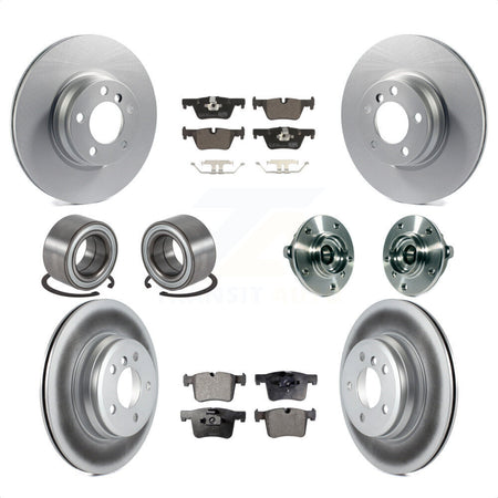 Front Rear Wheel Hub Bearings Assembly Coated Disc Brake Rotors And Ceramic Pads Shoes Kit (10Pc) For 2015 BMW 328i xDrive Without Blue Painted Calipers With M Sport Package KBB-121891 by Transit Auto