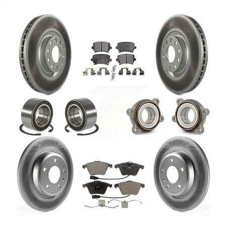 Front Rear Wheel Hub Bearings Assembly Coated Disc Brake Rotors And Ceramic Pads Shoes Kit (10Pc) For 2009 Audi A4 Quattro Convertible With 300mm Diameter Rotor KBB-121894 by Transit Auto
